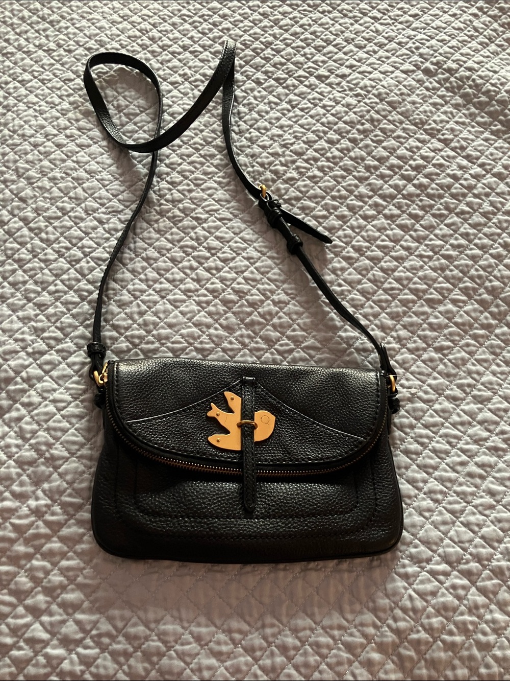 Marc By Marc Jacobs Black Leather Crossbody with Gold Bird Hardware